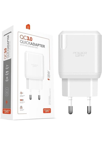 Powerway 3 Amper 18W Tüm Telefonlarla Uyumlu USB Hızlı Şarj Adaptörü