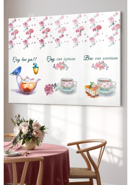 Çay Saati Çaylavyu| Mutfak Temalı Cam Tablo | 50X70 cm