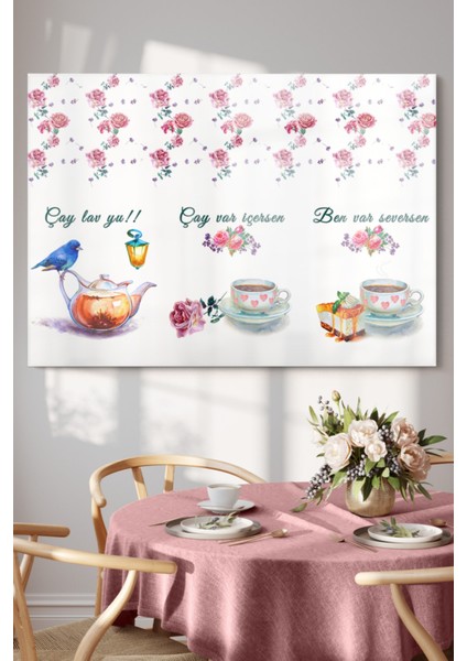 Çay Saati Çaylavyu| Mutfak Temalı Cam Tablo | 50X70 cm fiyatları