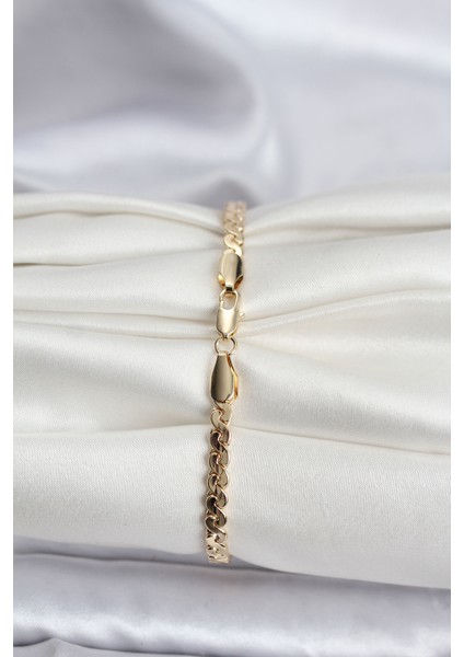 14K Gold Renk Kaplama Ezme Yılan Zincir Model cm Kadın Bileklik fiyatları