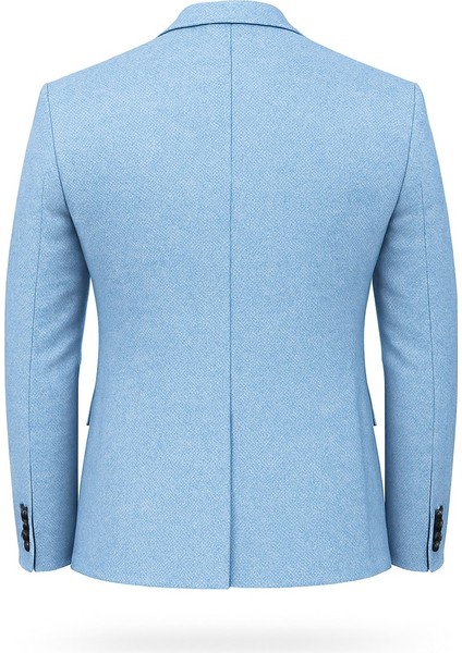 Erkek Karyağdı Desenli Slim Fit Blazer Ceket – Mavi & Gri – Şık Günlük ve Ofis Kombin fırsatları