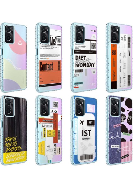 Oppo A96 4g Kılıf Airbag Kenarlı Renkli Desenli Silikon Vlmt Elegans Kapak-No8 fiyatları