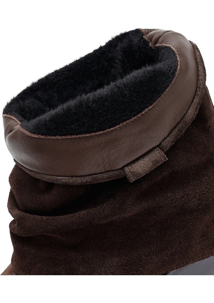 Kadın Kahverengi Kısa Kalın Topuklu Süet Deri Kovboy Bot 25WFD270610