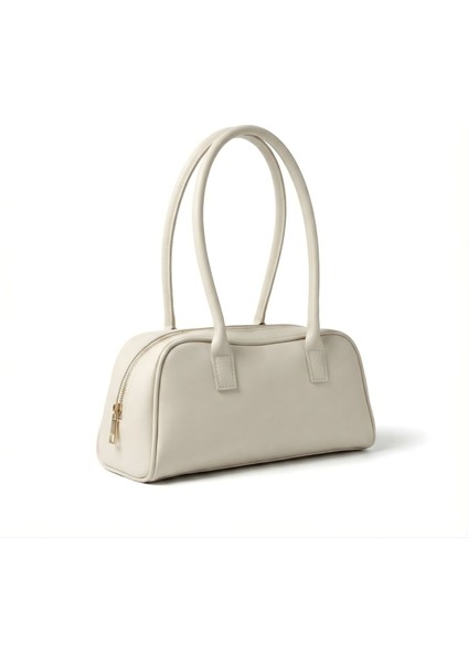 Yatay Formlu Çift Saplı Omuz Çantası - Krem fiyatları