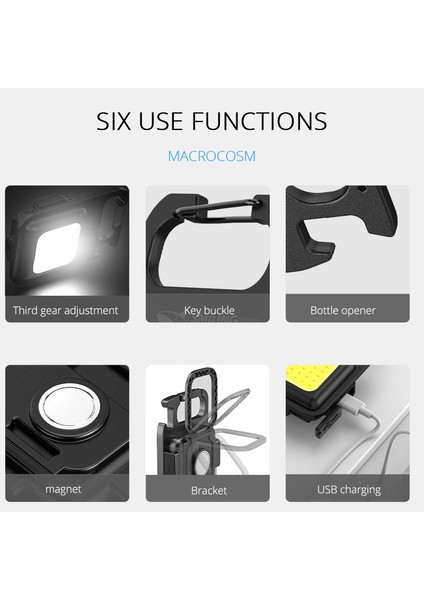 Hs-37 LED Anahtarlıklı Cep Boy Cob LED Metal Kasa Mıknatıslı Şişe Açacağı Usb’li Şarj Edilebilir El Feneri fiyatları