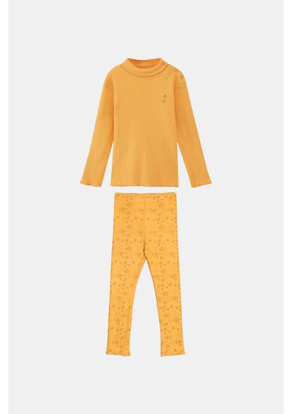 Kadmium Sarı Kalp Baskılı Kız Çocuk Kaşkorse Alt Üst Takım fiyatları