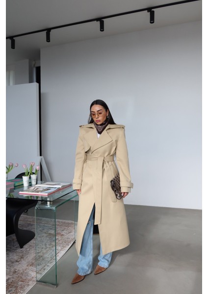 Kruvaze Yaka Kendinden Kuşaklı Premium Trenç fiyatları