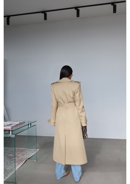 Kruvaze Yaka Kendinden Kuşaklı Premium Trenç indirimleri