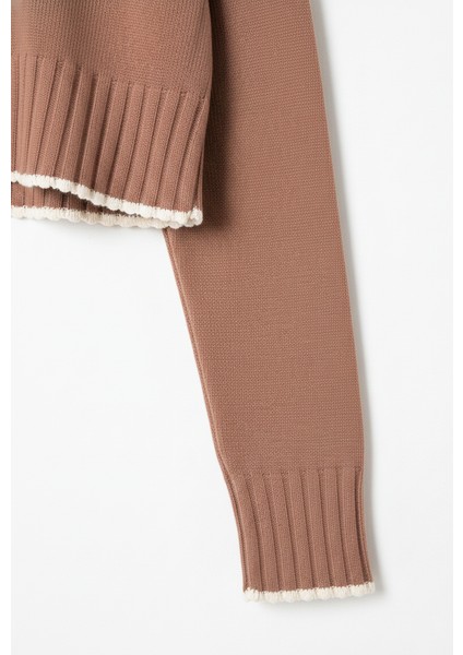 Kadın Bisiklet Yaka Çoban Dikişli Örgü Crop Kazak Pantolon Triko indirimleri