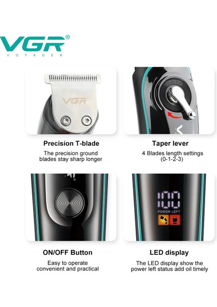 Vgr V-075 T Bıçak Sıfır Kesim LCD Ekran Şarjlı Tıraş Makinesi fiyatları