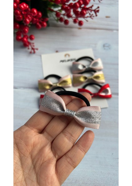 Yılbaşı Tokası Desenli Simli Kurdele Mini Boy Lastikli Toka Seti 6lı fiyatları