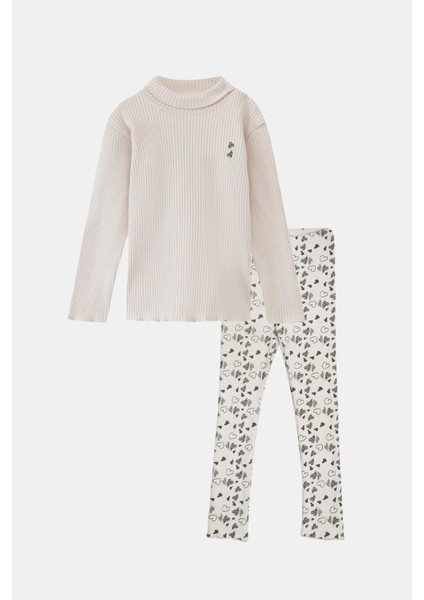 Taş Kalp Baskılı Kız Çocuk Kaşkorse Alt Üst Takım