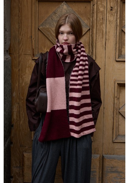 Çok Çizgili Tiftik Atkı Bordo indirimleri