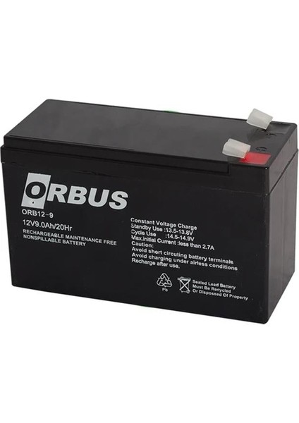 ORB12-9 12 Volt 9 Amper Kuru Akü (150X65X90 Mm)