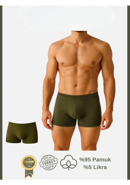 Arias Closet Pamuklu Düz Haki Renk Erkek Boxer