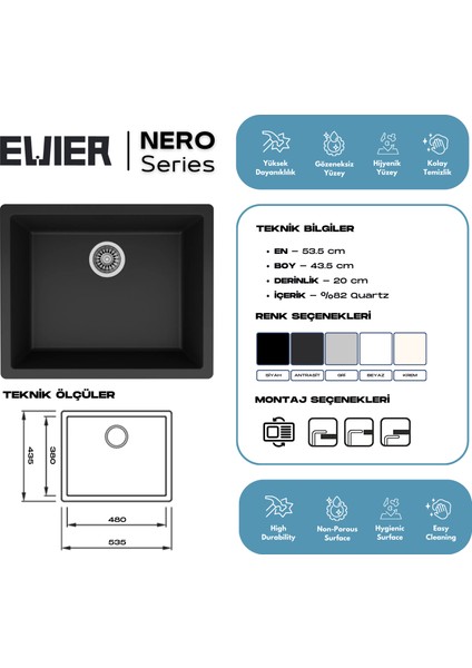 Granit Evye Nero I Sole Series I (53.5X43.5) modelleri