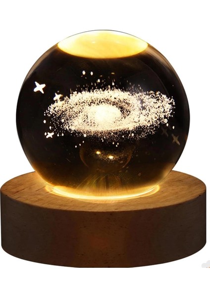 Dekoratif Samanyolu Tasarımlı Ahşap Altlıklı Işıklı Cam Küre Cam:6cm Ahşap:2cm fiyatları