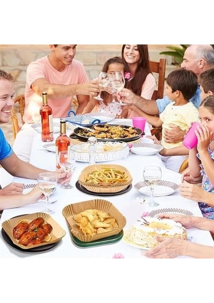 50 Adet Air Fryer Pişirme Kağıdı Tek Kullanımlık Yağ Geçirmez Yapışmaz Kare Tabak Model Pvc fırsatları