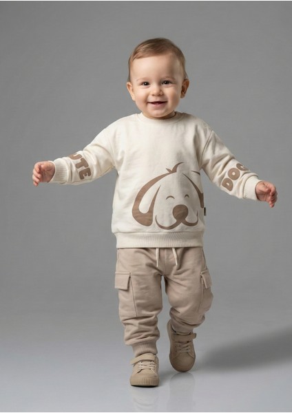 Erkek Bebek Cute Dog Baskılı Alt Üst Takım