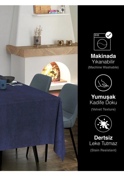 Kadife Dokulu Masa Örtüsü - 4 Farklı Renk modelleri