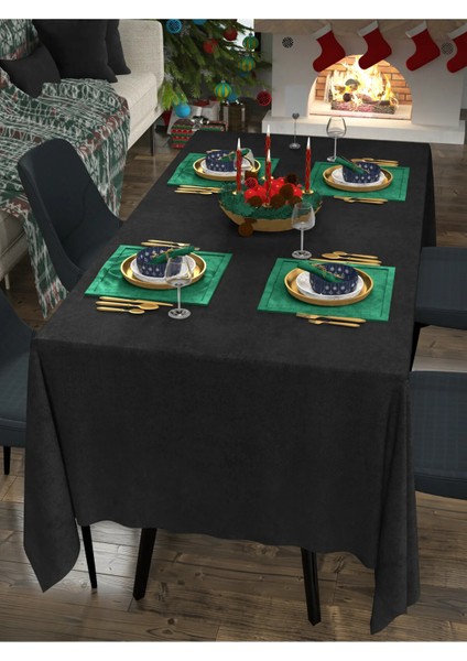 Kadife Dokulu Masa Örtüsü - 4 Farklı Renk