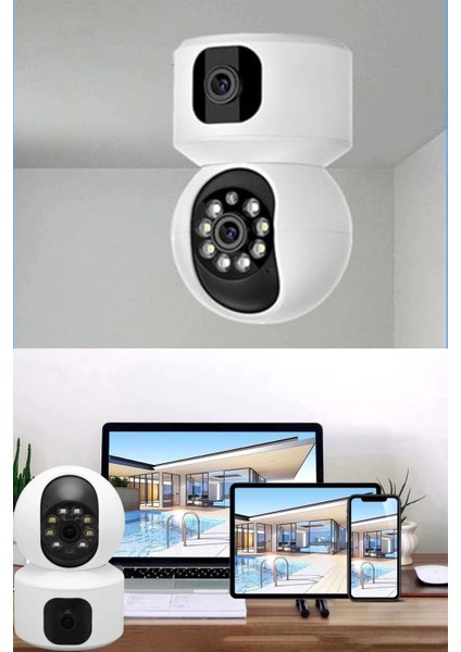 Çift Kameralı Wifi Bağlantılı Gece Görüşlü Ev Tipi Güvenlik Kamerası Yosee