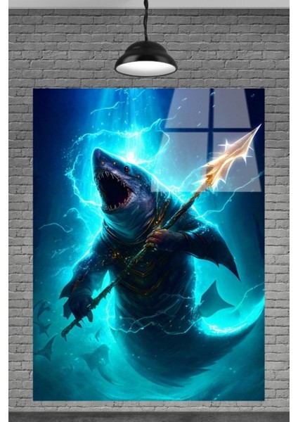 Mızraklı Köpek Balığı Cam Tablosu