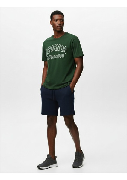 Regular Fit Kısa Kollu Pamuklu Bisiklet Yaka Baskılı Spor Tişört fiyatları