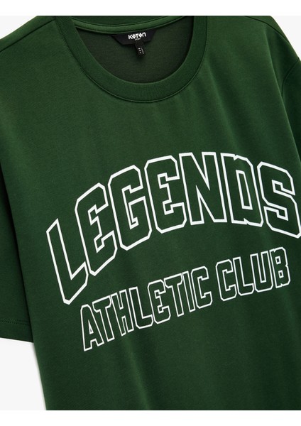 Regular Fit Kısa Kollu Pamuklu Bisiklet Yaka Baskılı Spor Tişört indirimleri