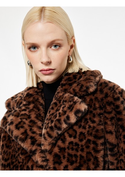 Suni Kürk Kaban Leopar Desenli Uzun Kollu Cepli fiyatları