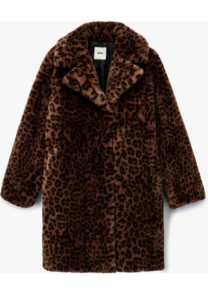 Suni Kürk Kaban Leopar Desenli Uzun Kollu Cepli fırsatları