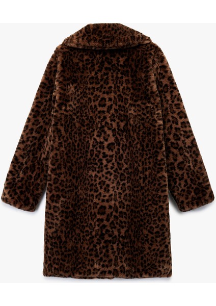 Suni Kürk Kaban Leopar Desenli Uzun Kollu Cepli indirimleri