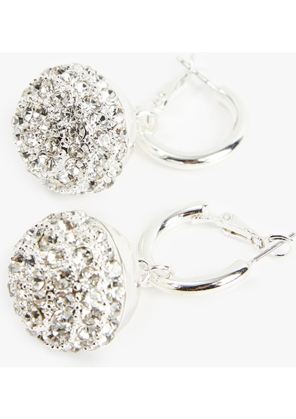 Taşlı Charm Detaylı Sallantılı Halka Küpe