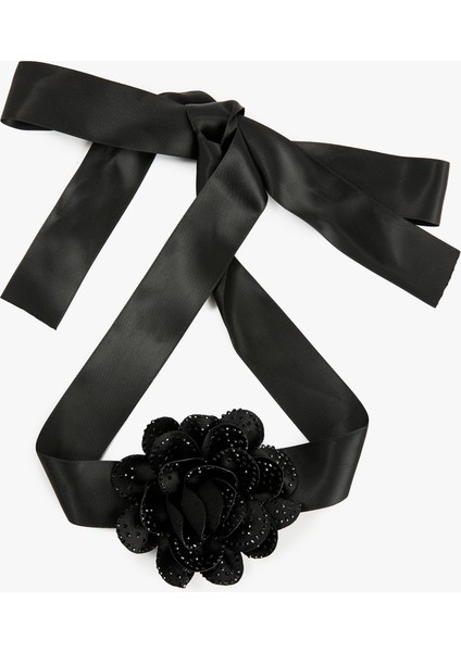 Taş Detaylı Çiçekli Choker Kolye