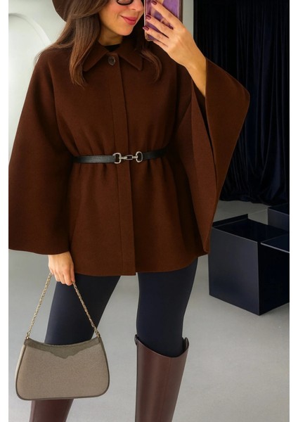 Prilika 2025 Kadın Kaşe Panço – Kemerli Modern Kahverengi Sezon Trendi fiyatları