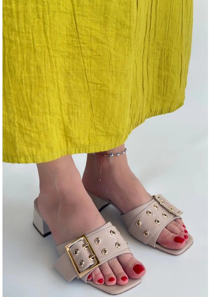 Ciey Bej Cilt Topuklu Terlik modelleri