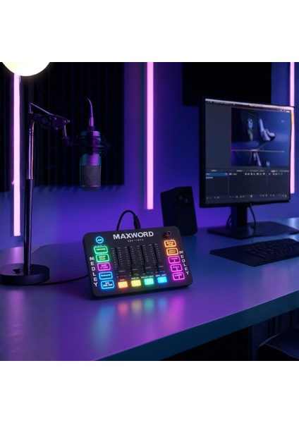 Medley Gaming Canlı Yayın Stüdyo Kayıt Rgb Ses Kartı Dj Mixer (Telefon Pc Uyumlu) fiyatları