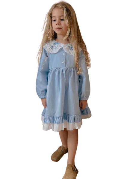 Pamuk Saten Kız Çocuk Elbise