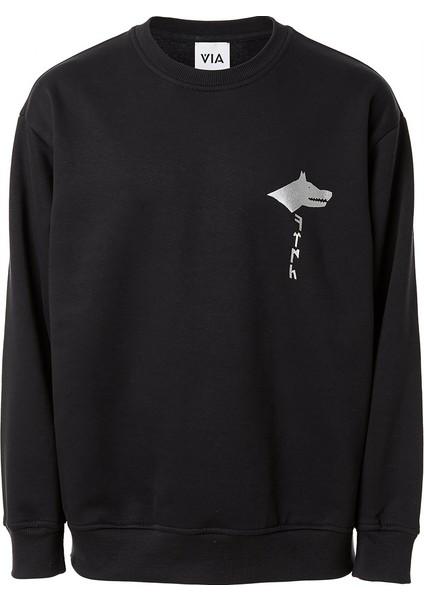 3 İplik Şardonlu Kurtlu Nakış Desenli Sweat | VIA modelleri