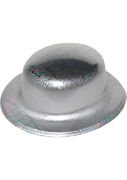 Gümüş Renk Hologramlı Plastik Yuvarlak Melon 27X24 cm