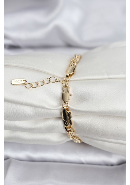 14K Gold Renk Kaplama Zincir Model cm Kadın Bileklik - Bamido
