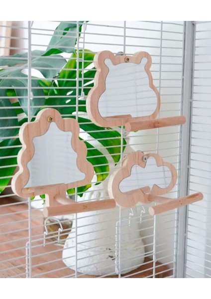 Trendme Ahşap Ağaç Şekilli El Yapımı Tünekli Kuş Aynası indirimleri