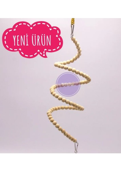 Ahşap Boncuklu Esnek Kuş Tırmanma Oyuncağı