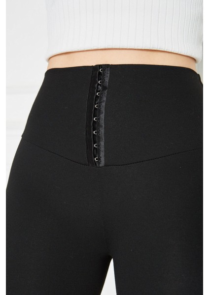 Agraflı Korseli Tayt Siyah