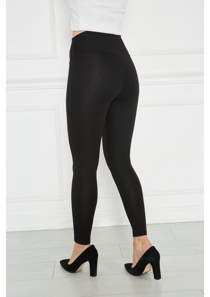 Agraflı Korseli Tayt Siyah