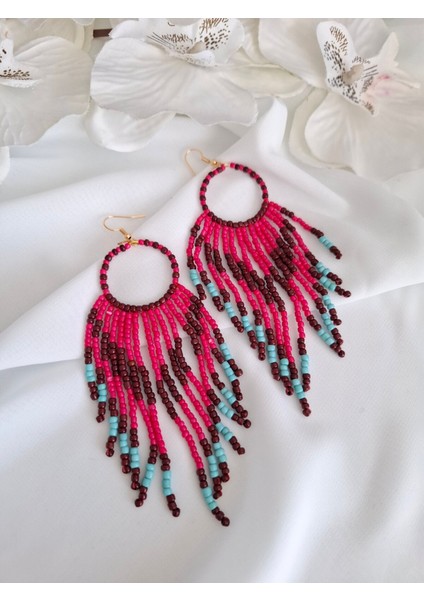 Kum Boncuk Oya El Yapımı Küpe