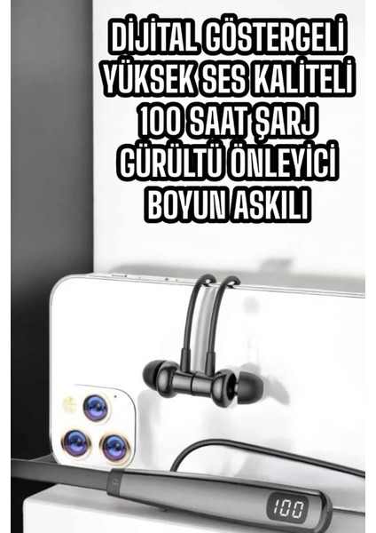 Boyun Askılı Bluetooth Kulaklık Uzun Şarj Süreli Dijital Göstergeli Kablolu fırsatları