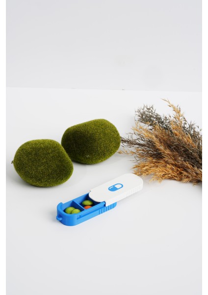 3 Bölmeli Anahtarlıklı Hap Kutusu – Kompakt, Taşınabilir Hap Saklama Kabı Mavi