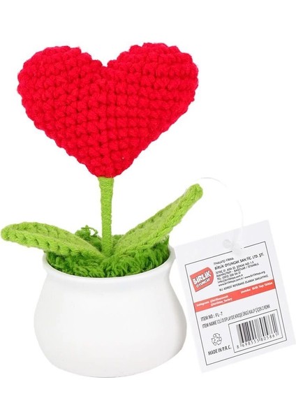 Fl-7 12Lİ Kroşe Örgü Saksıda Kalp - 1 Adet Stokta Olan Gönderilir fırsatları