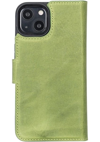 Apple iPhone 13 Uyumlu Deri Cüzdanlı Kılıf Antik Yeşil modelleri